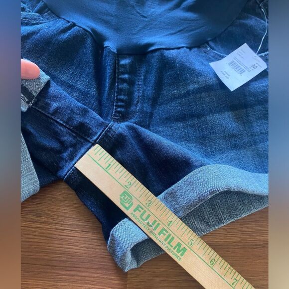 Maternity Shorts denim rolled hem belly panel‎ dark blue Size Medium - Picture 4 of 8